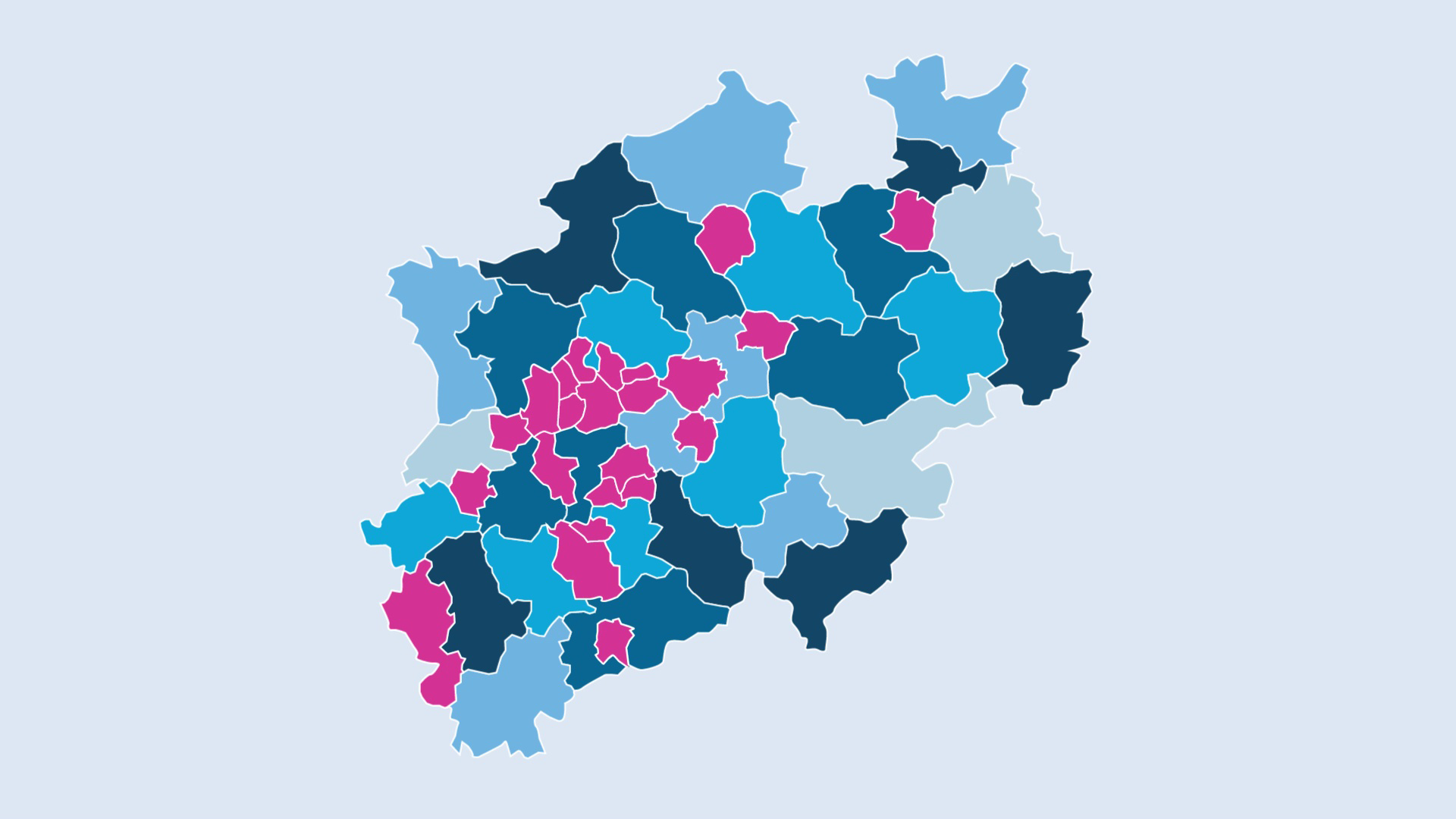 Darstellung der Kreise und kreisfreien Städte in NRW