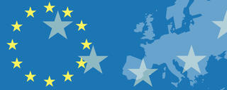 Vereinfachte Karte Europas mit den europäischen Sternen.